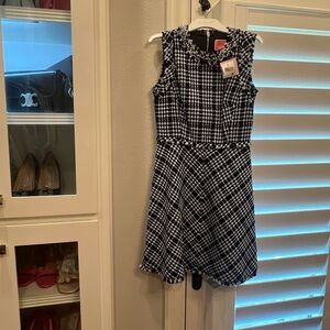 New With Tags Kate Spade Blue multi dress with pearls. Size 4. No flaws